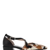 Hispanitas Lila Leather Pony Hair Low Heeled Pumps, Black Multi image