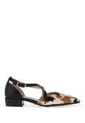 Hispanitas Lila Leather Pony Hair Low Heeled Pumps, Black Multi image