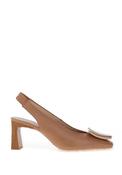 Hispanitas Amafola Leather Wood Detailed Sling Back Heeled Shoes, Tan image