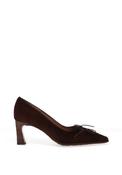 Hispanitas Paris Nubuck Leather Laced Court High Heels, Brown image