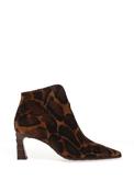 Hispanitas Paris Suede Leather Giraffe Printed Heeled Ankle Boots, Brown image