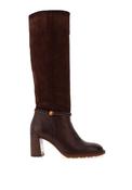Hispanitas Leather Braided Knee-High Heeled Boots, Brown image