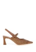 Hispanitas Giorgia Woven Net Sling Back High Heels, Tan image