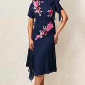 Hope &amp; Ivy Aubree Embellished with Bow Detail Midi Dress, Navy image