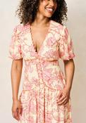 Hope &amp; Ivy Halima Puff Sleeve Tiered Midi Dress, Pink image