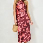 Hope &amp; Ivy Jamila Cowl Neck Midi Dress, Burgundy image