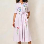 Hope &amp; Ivy Merrin Embellished Tie Wasit Shirt Dress, Lilac and White image