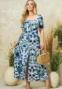 Hope &amp; Ivy Debora Floral Sweetheart Midi Dress, Blue image