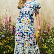 Hope &amp; Ivy Charlotte-Ann Floral Midi Dress, Multi-Coloured