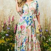 Hope &amp; Ivy Michelle Floral Wrap Maxi Dress, Cream Multi image