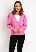 Ichi Sella Balloon Sleeve Knitted Cardigan,Super Pink image