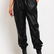 ICHI Cenobi Coated Jogger Trousers, Black