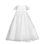 Isabella Floral Christening Gown with Headband, White