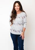 Jessica Graaf Floral Striped Long Sleeve Top, Grey image