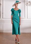 John Charles Pleated Floral Pencil Dress, Green image