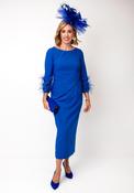 John Charles Feather Sleeve Pencil Dress, Blue image