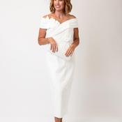 John Charles 3D Floral Fitted Dress, Ivory