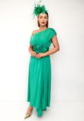 John Charles Crepe Pleated One Shoulder Dress, Emerald Green image