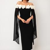 John Charles 3D Flower Mesh Sleeve Pencil Dress, Black image