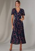 Jolie Moi Floral Mesh Midaxi Dress, Navy image