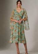 Jolie Moi Chiffon Split Sleeve Floral Midi Dress, Green image