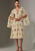 Jolie Moi Chiffon Split Sleeve Floral Midi Dress, Yellow image