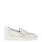Jose Saenz Buckle Trim Pebbled Leather Loafers, White