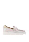Jose Saenz Buckle Trim Pebbled Leather Loafers, Pink image