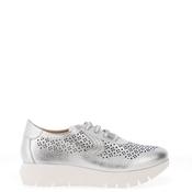 Jose Saenz Perforated Leather Lace Up Trainers, Silver