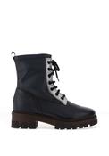 Jose Saenz Pebbled Leather Military Style Boots, Navy image