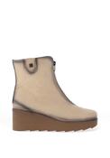 Jose Saenz Distressed Leather Wedge Boots, Cream image
