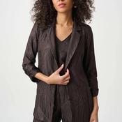 Joseph Ribkoff Pleated Satin Open Blazer, Brown