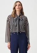 Joseph Ribkoff Geometric Print Tie Detail Blouse, Brown Multi image