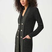 Joseph Ribkoff Lurex Knit Open Cardigan, Black and Gold