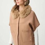 Joseph Ribkoff Sweater Knit with Detachable Collar Coat, Beige