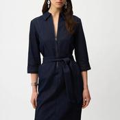 Joseph Ribkoff Half Zip with Belt Denim Dress, Dark Blue image