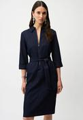 Joseph Ribkoff Half Zip with Belt Denim Dress, Dark Blue image