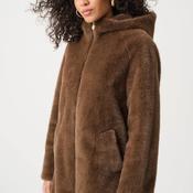 Joseph Ribkoff Faux Fur Hooded Coat, Brown image