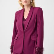 Joseph Ribkoff Fitted with Fringe Blazer, Berry Pink image