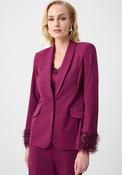 Joseph Ribkoff Fitted with Fringe Blazer, Berry Pink image