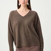 Joseph Ribkoff Cashmere with Rhinestones Sweater, Brown