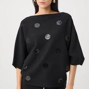 Joseph Ribkoff Boxy Embroidered Sweater, Black