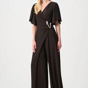 Joseph Ribkoff Sparkle Knit Wide Leg Jumpsuit, Brown image
