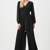 Joseph Ribkoff Chiffon Wide Leg Wrap Jumpsuit, Black image