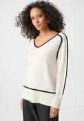 Joseph Ribkoff Contrast-Trim Knitted Sweater, Cream and Black image
