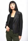 Joseph Ribkoff Leather Casual Zipper Jacker, Black image