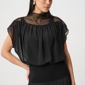 Joseph Ribkoff Chiffon and Silky Knit Mesh Top, Black image