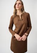 Joseph Ribkoff Suede with Link Detail Mini Dress, Brown image
