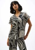Joseph Ribkoff Abstract Print Boxy Top, Black and White image