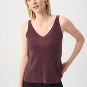 Joseph Ribkoff Metallic Knitted with Rhinestones Camisole, Wine image